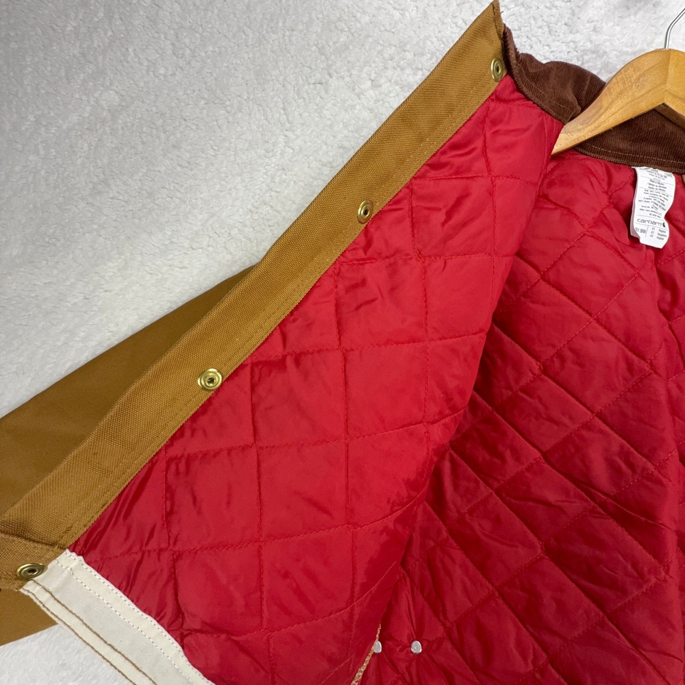 Carhartt Cropped Detroit Jacket Red Quilt Lined Mens Large 42 X01 BRN Brown NWT - Picture 10 of 16